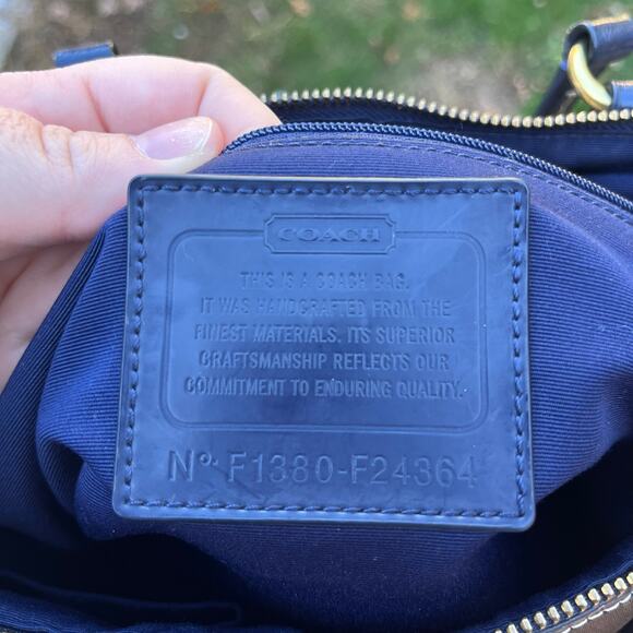 COACH Signature Satchel, Blue Jacquard Stripe, Crossbody - Picture 4 of 12